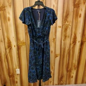Modcloth Blue Green Chiffon Surplice Dress